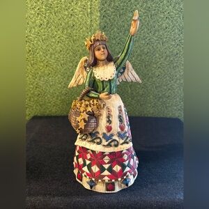 Jim Shore Enesco Angel with Basket of Stars 2002 Heartwood Creek Figurine 10”